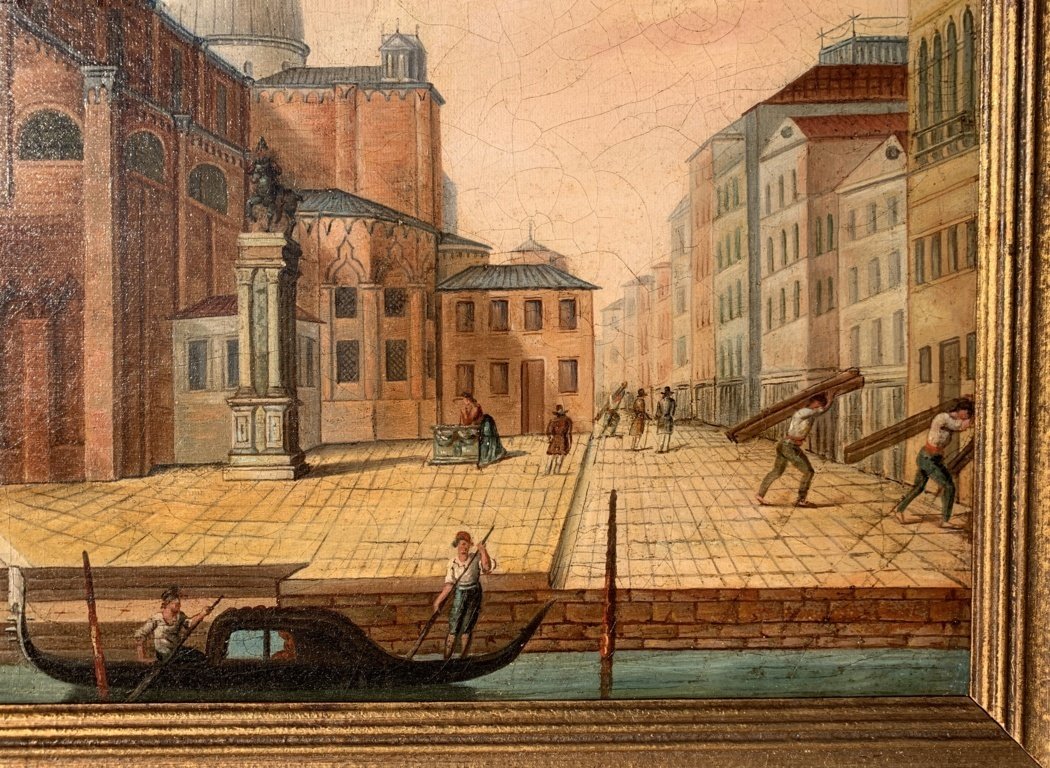 Peintre vénitien (XIXe siècle) - Venise, vue du Campo Santi Giovanni e Paolo.-photo-1