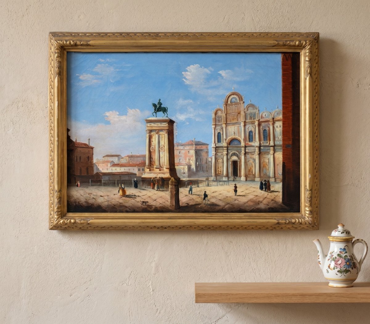 Peintre vénitien (XIXe siècle) - Venise, vue du Campo Santi Giovanni e Paolo.-photo-4