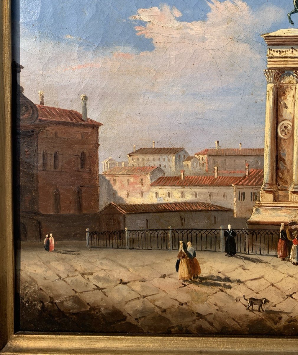 Peintre vénitien (XIXe siècle) - Venise, vue du Campo Santi Giovanni e Paolo.-photo-2