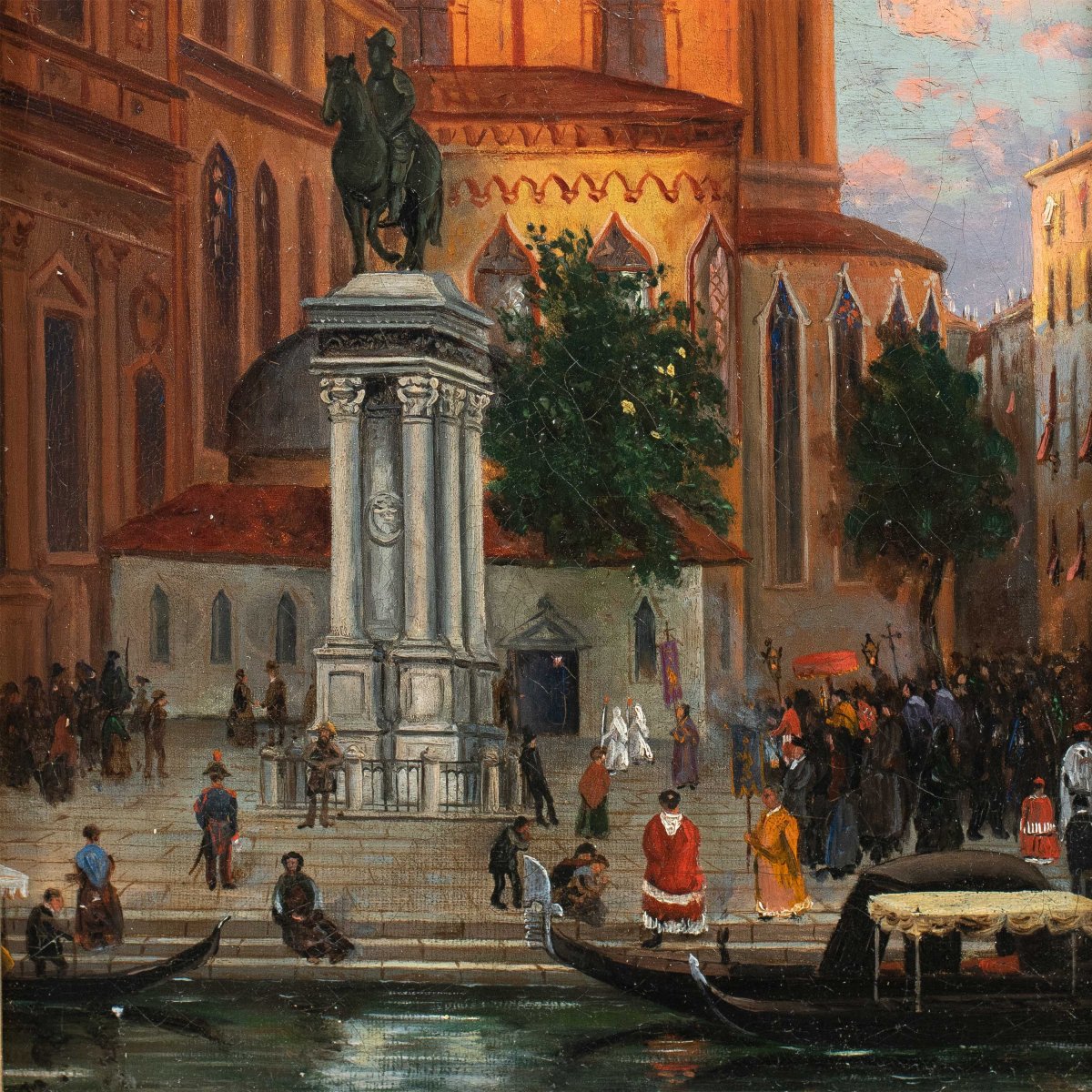 Venetian Painter (second Half Of The 19th Century) - Venice, View Of Campo Ss. Giovanni E Paolo-photo-2