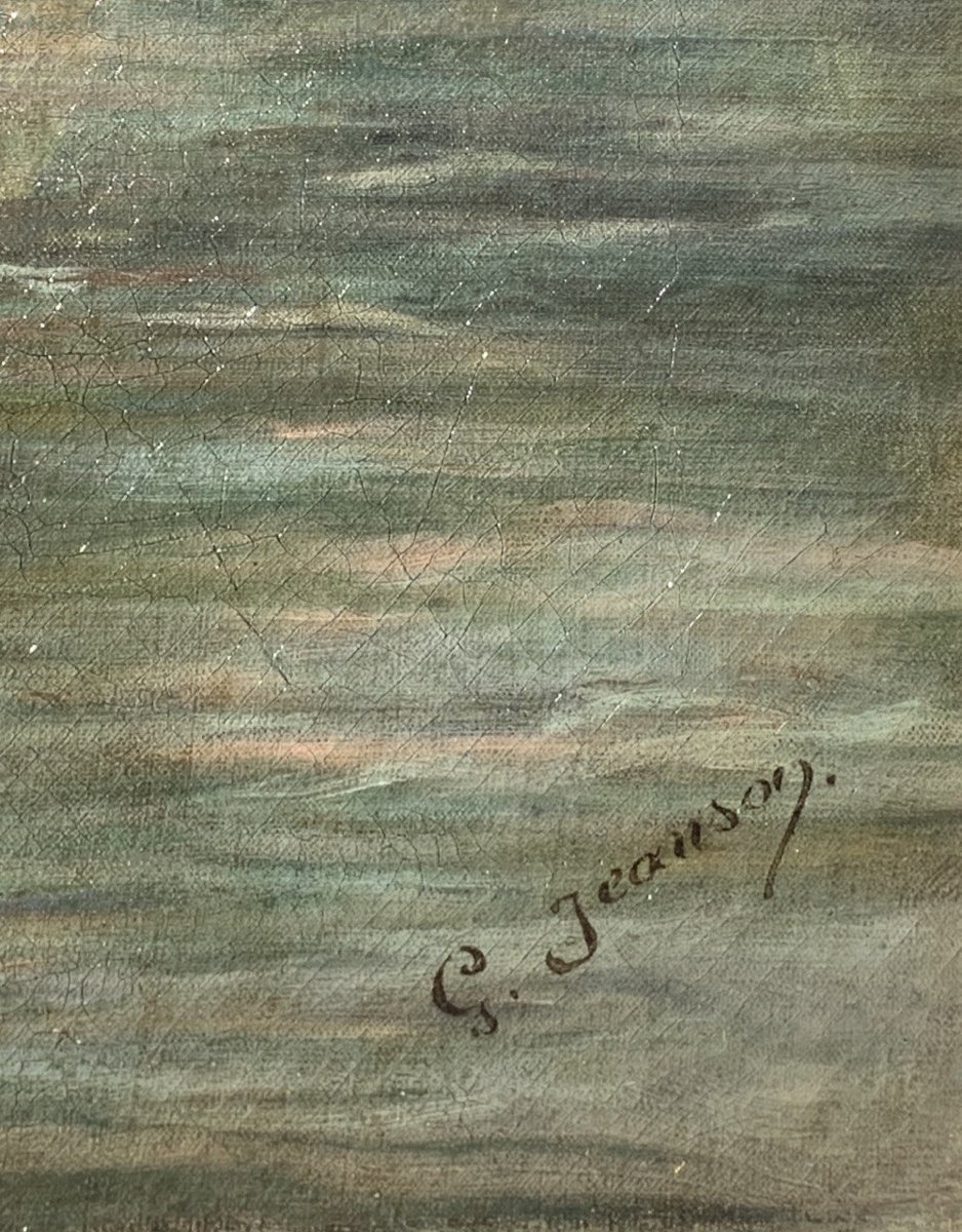 G. Jeanson (actif à Venise, XIXe siècle) - Vue de la lagune de Venise avec une gondole.-photo-2