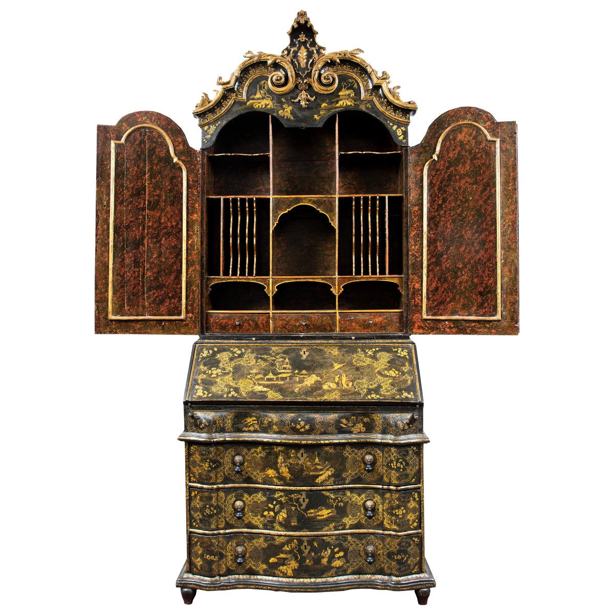 Two-piece Trumeau In Lacquered And Gilded Wood With Chinoiserie Motifs. Venice, 18th Century.-photo-2