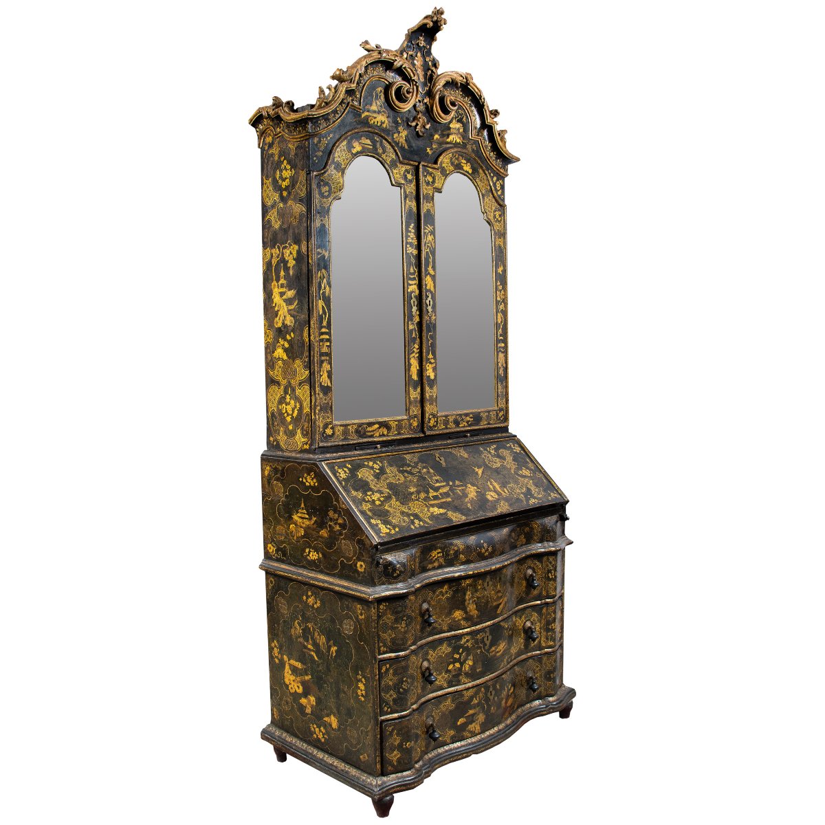 Two-piece Trumeau In Lacquered And Gilded Wood With Chinoiserie Motifs. Venice, 18th Century.-photo-3