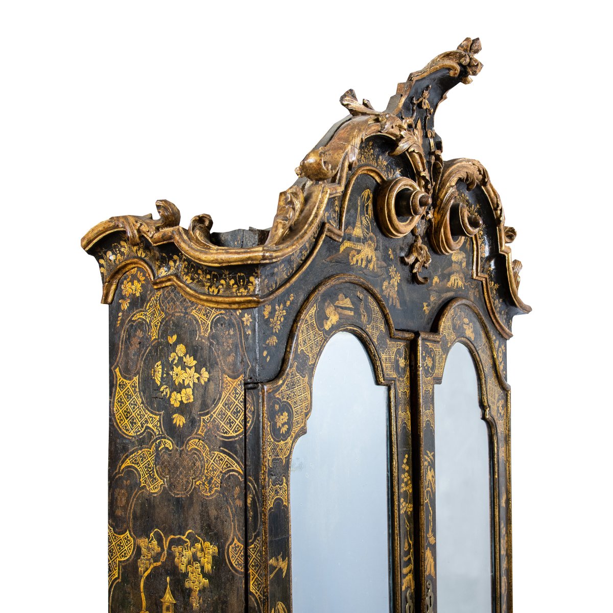 Two-piece Trumeau In Lacquered And Gilded Wood With Chinoiserie Motifs. Venice, 18th Century.-photo-4