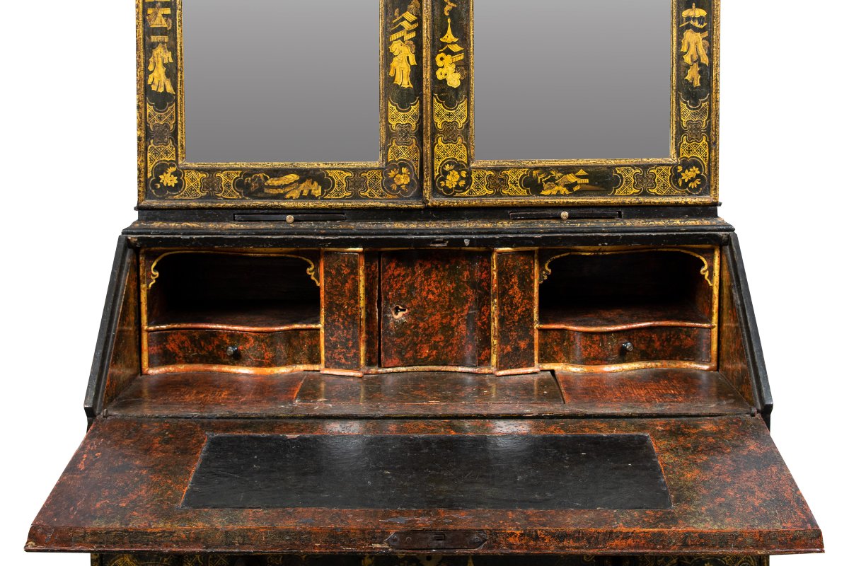 Two-piece Trumeau In Lacquered And Gilded Wood With Chinoiserie Motifs. Venice, 18th Century.-photo-2