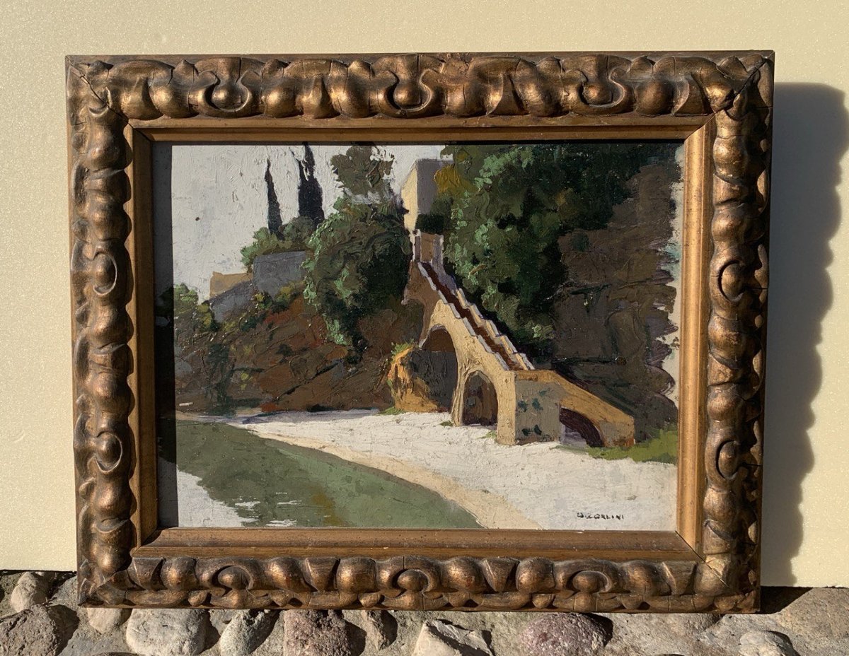 Ottone Zorlini (treviso 1891 - São Paulo 1967) - Landscape With Stairway.-photo-4