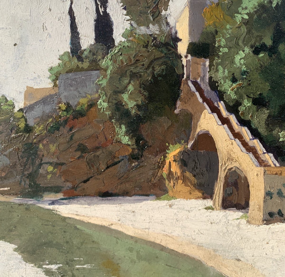 Ottone Zorlini (treviso 1891 - São Paulo 1967) - Landscape With Stairway.-photo-1