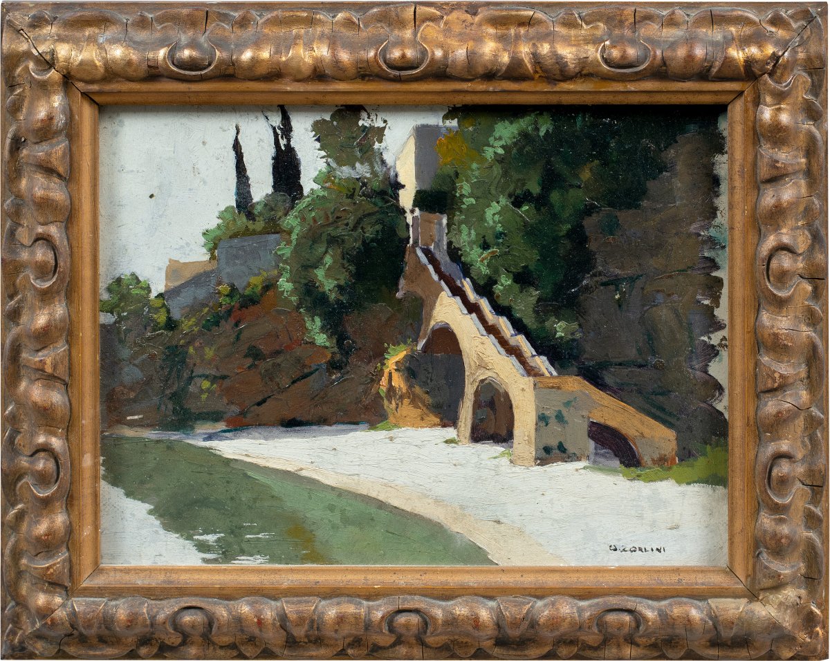 Ottone Zorlini (treviso 1891 - São Paulo 1967) - Landscape With Stairway.