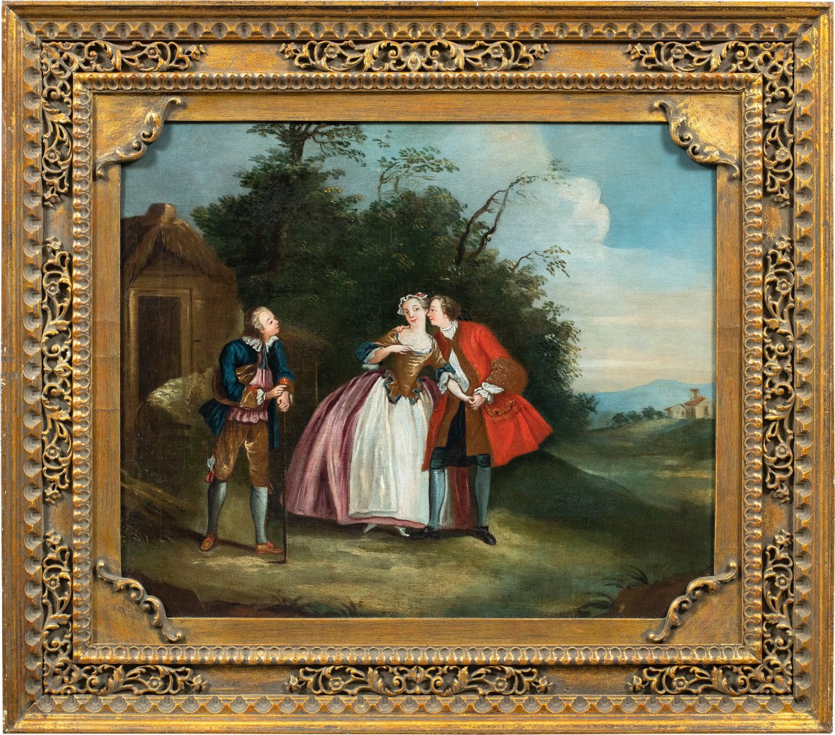 Follower Of Nicolas Lancret (paris 1690 - Paris 1743) - Gallant Scene In A Landscape.