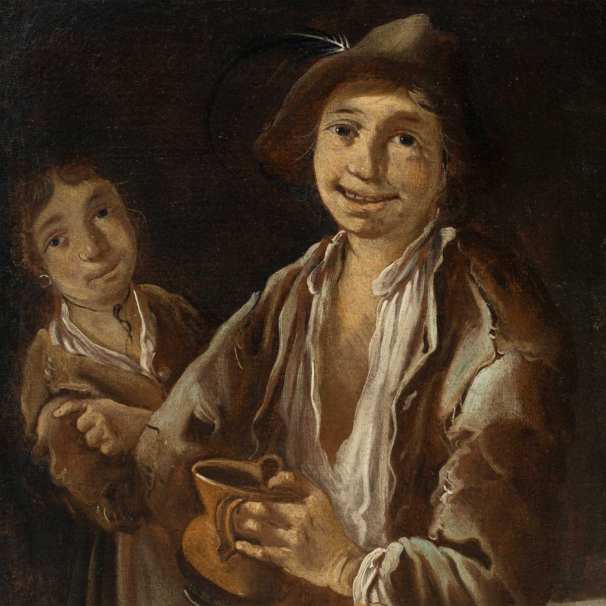 Cercle de Giacomo Francesco Cipper, dit Todeschini (XVIII) - Scène de genre avec jeune homme.-photo-2