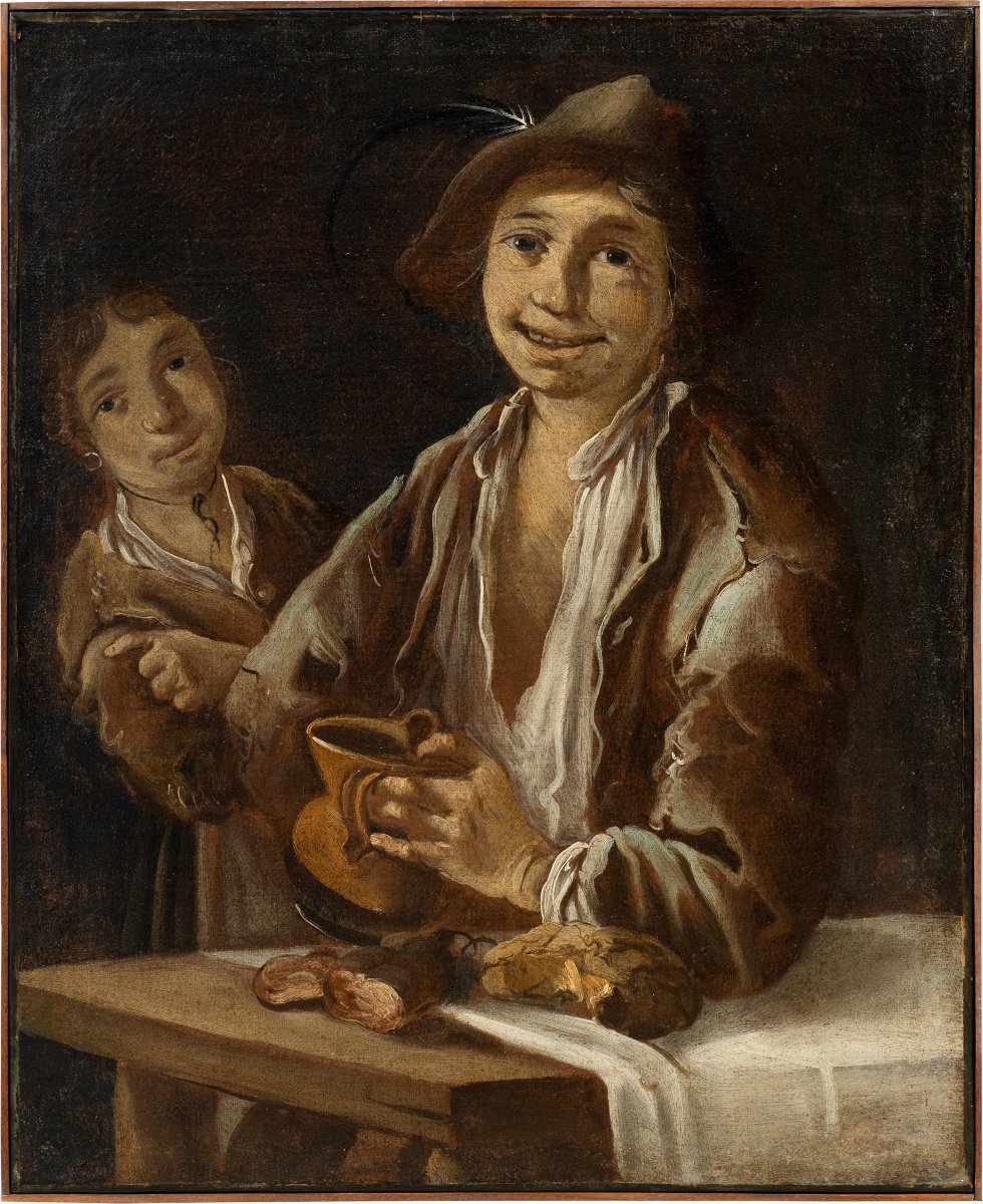 Cercle de Giacomo Francesco Cipper, dit Todeschini (XVIII) - Scène de genre avec jeune homme.