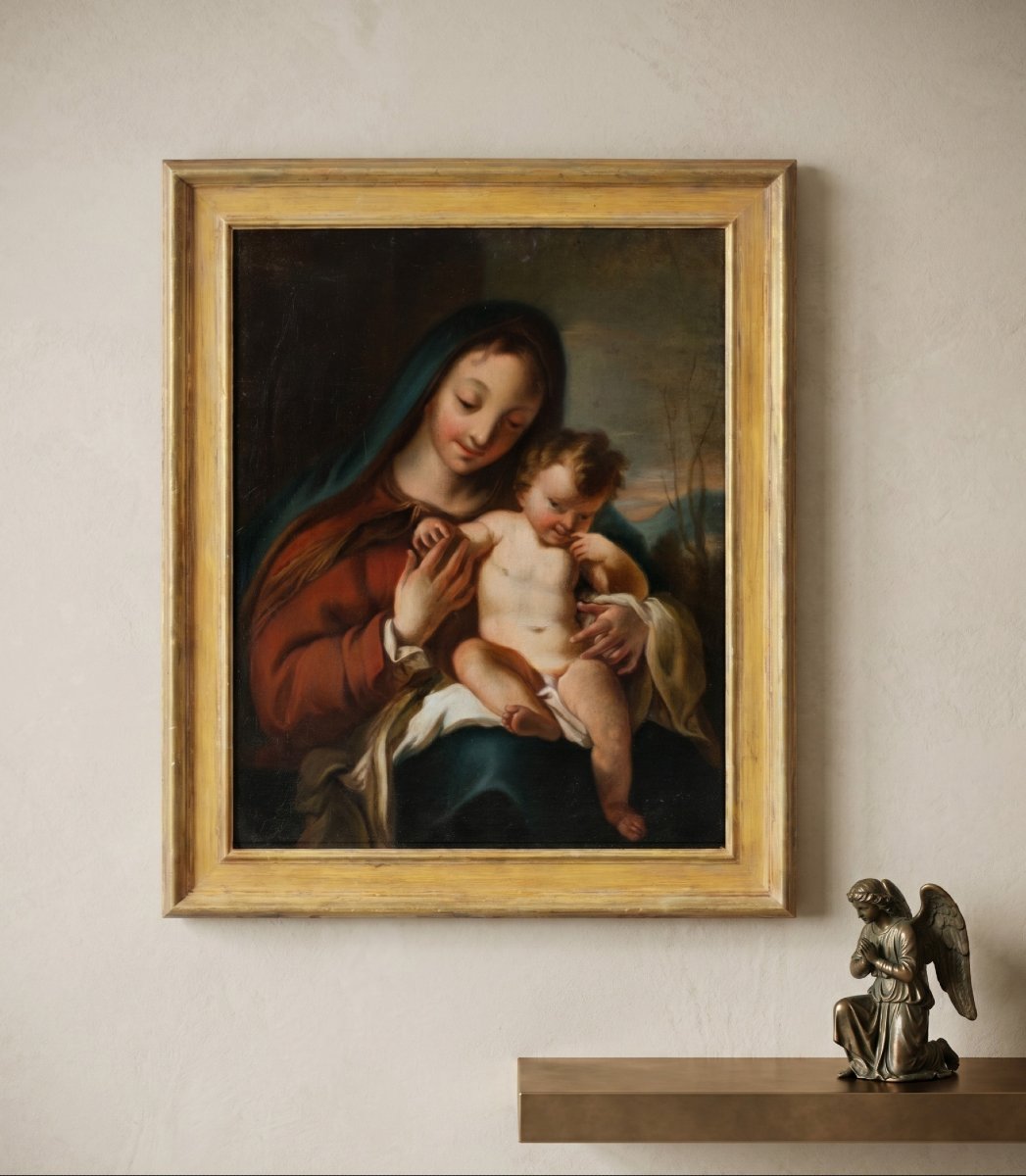 Atelier de Nicola Grassi (Zuglio 1682 - Venise 1748) - Vierge à l'Enfant.-photo-4