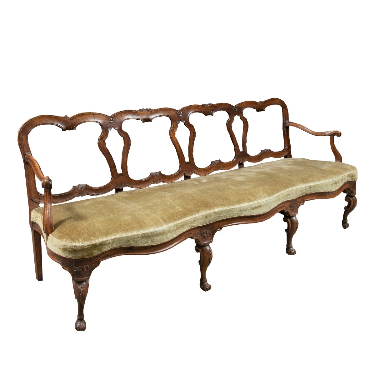 Four-seat Carved Walnut Sofa. Venice, Mid-18th Century.-photo-2