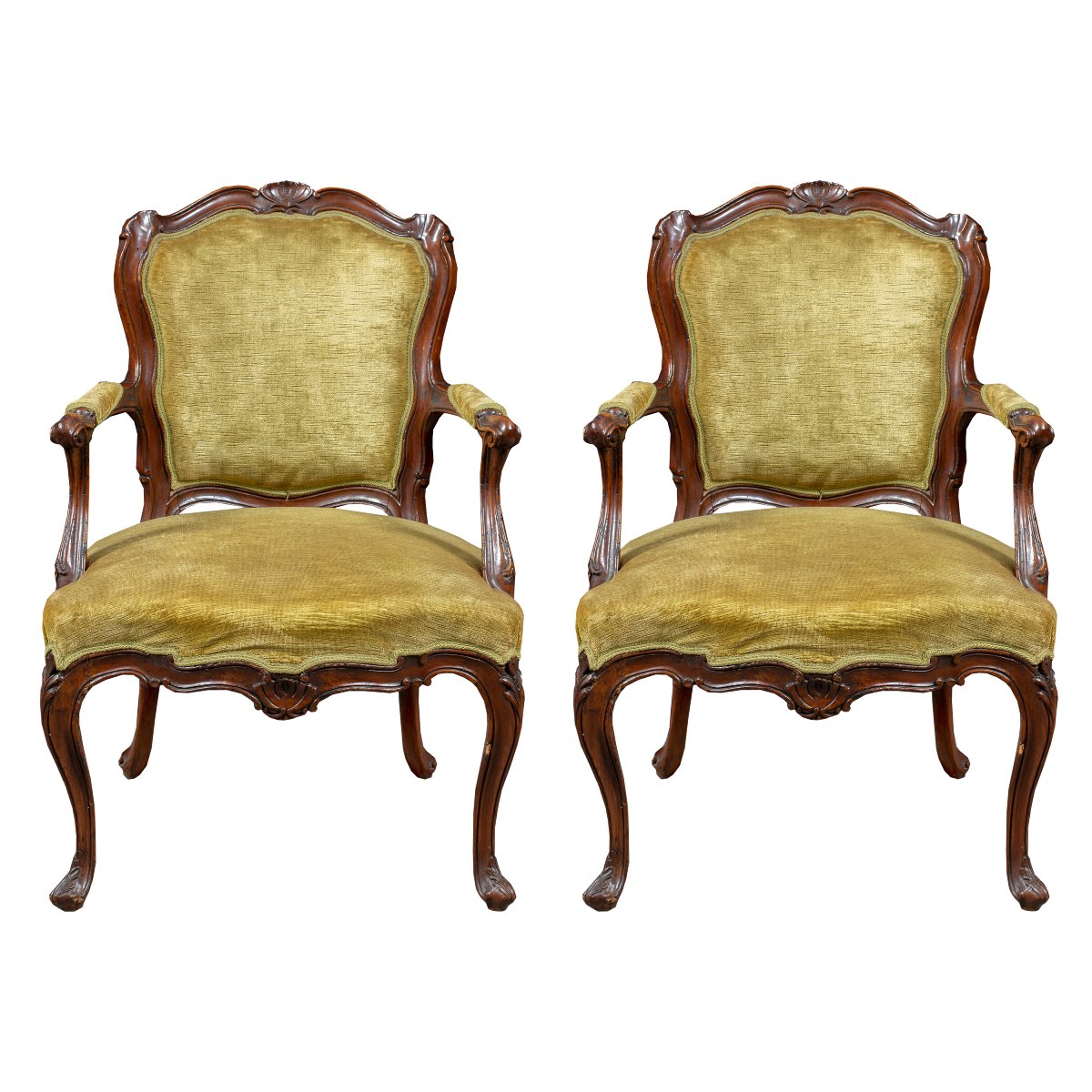 Pair Of Venetian Carved Walnut Armchairs. Venice, 18th Century.-photo-2