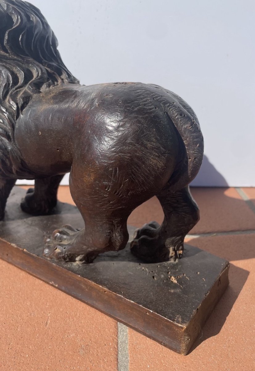 Sculpteur italien (XVIe siècle) - Lion en pose héraldique.-photo-2