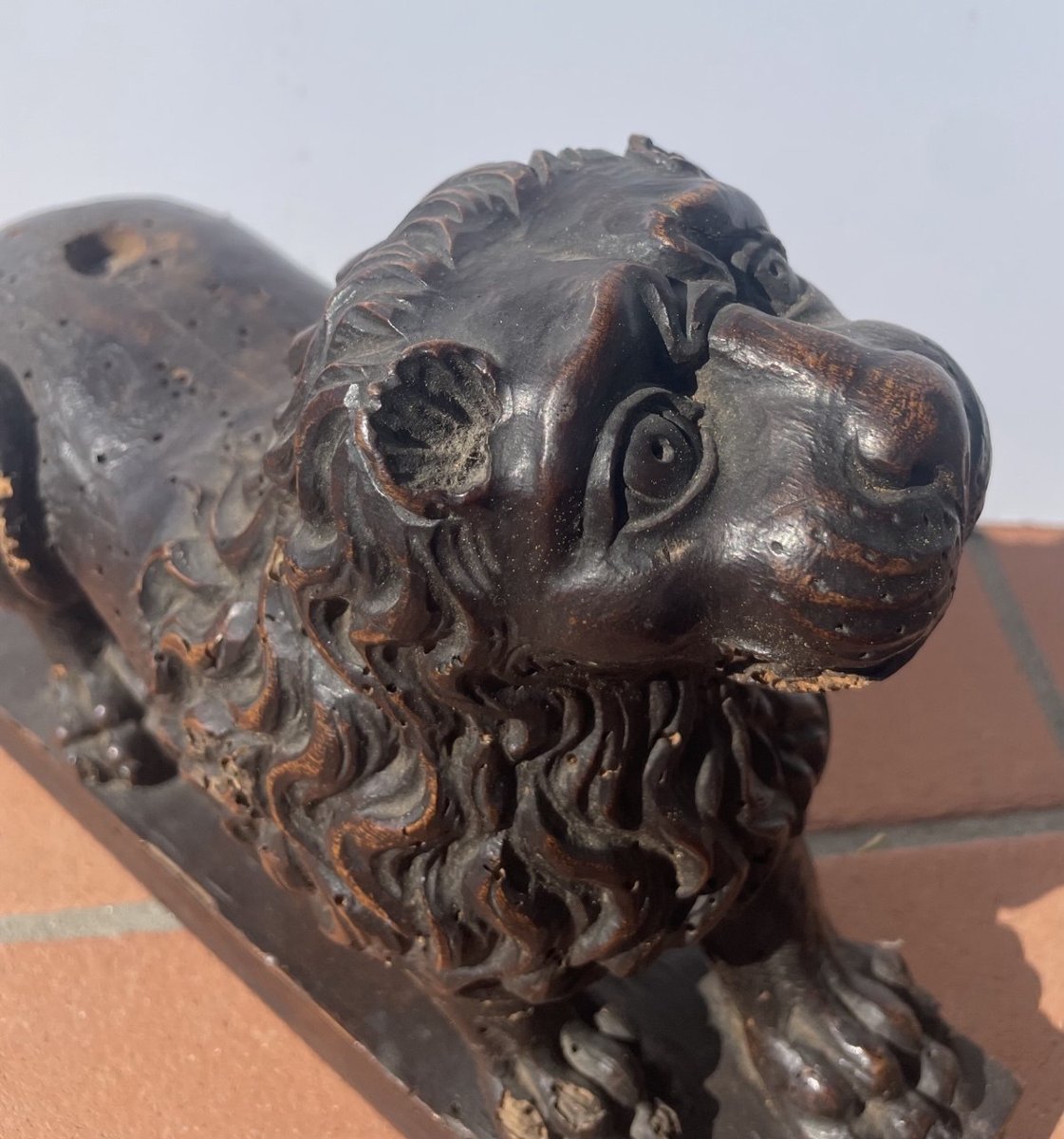 Sculpteur italien (XVIe siècle) - Lion en pose héraldique.-photo-3