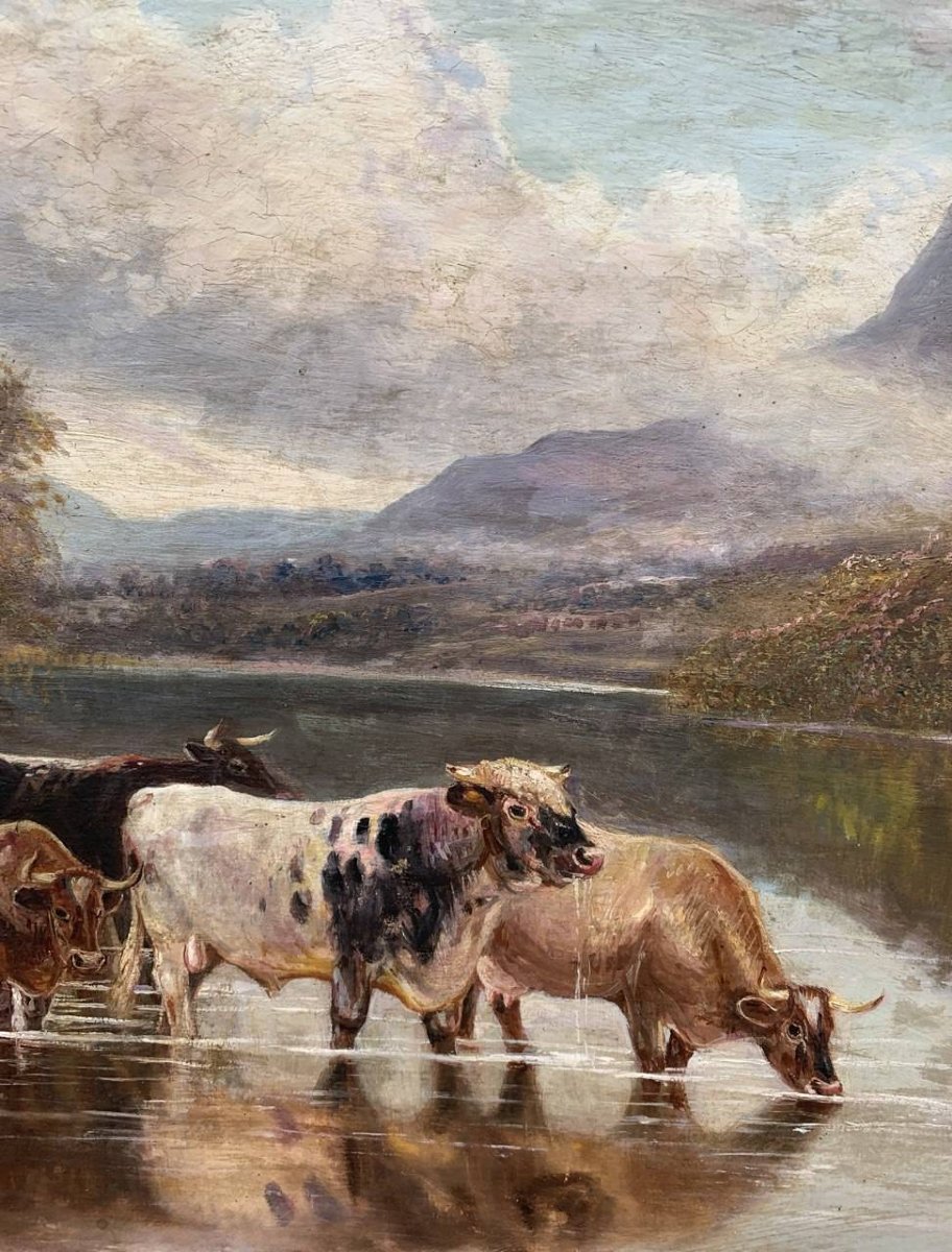 William Vivian Tippett (british, 1833 - 1910) - Landscape With Cattle Fording.-photo-1