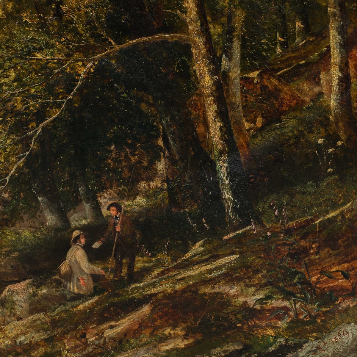 Peintre anglais (XIXe siècle) - Paysage fluvial avec pêcheur et messager.-photo-2