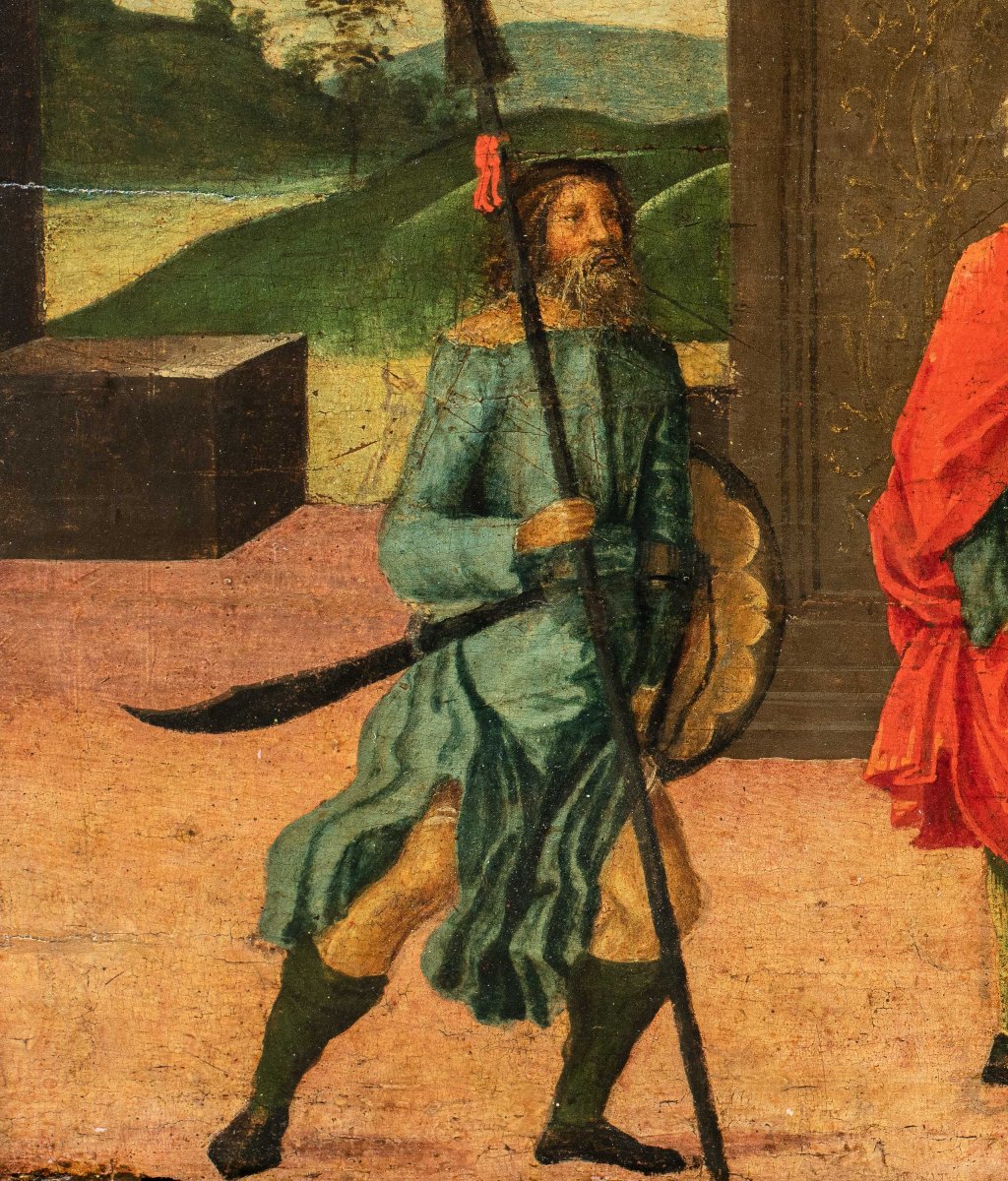 Vincenzo di Antonio Frediani (Lucques 1481-1504) - Prédelle avec la Décollation d'un saint.-photo-4