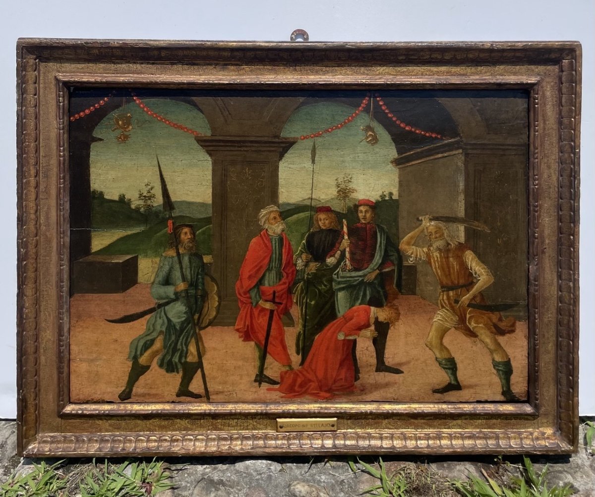 Vincenzo di Antonio Frediani (Lucques 1481-1504) - Prédelle avec la Décollation d'un saint.-photo-2