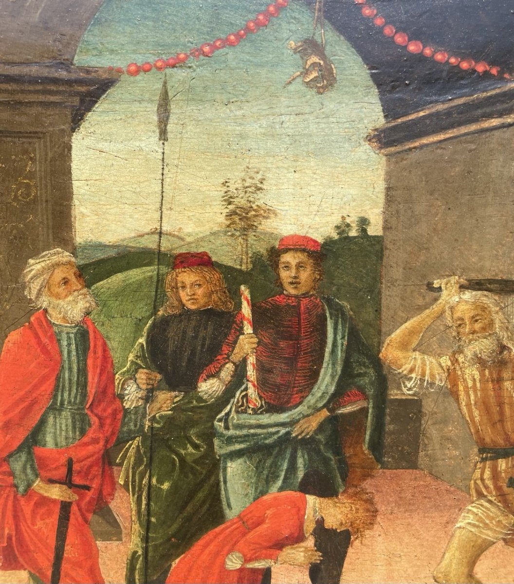 Vincenzo di Antonio Frediani (Lucques 1481-1504) - Prédelle avec la Décollation d'un saint.-photo-3