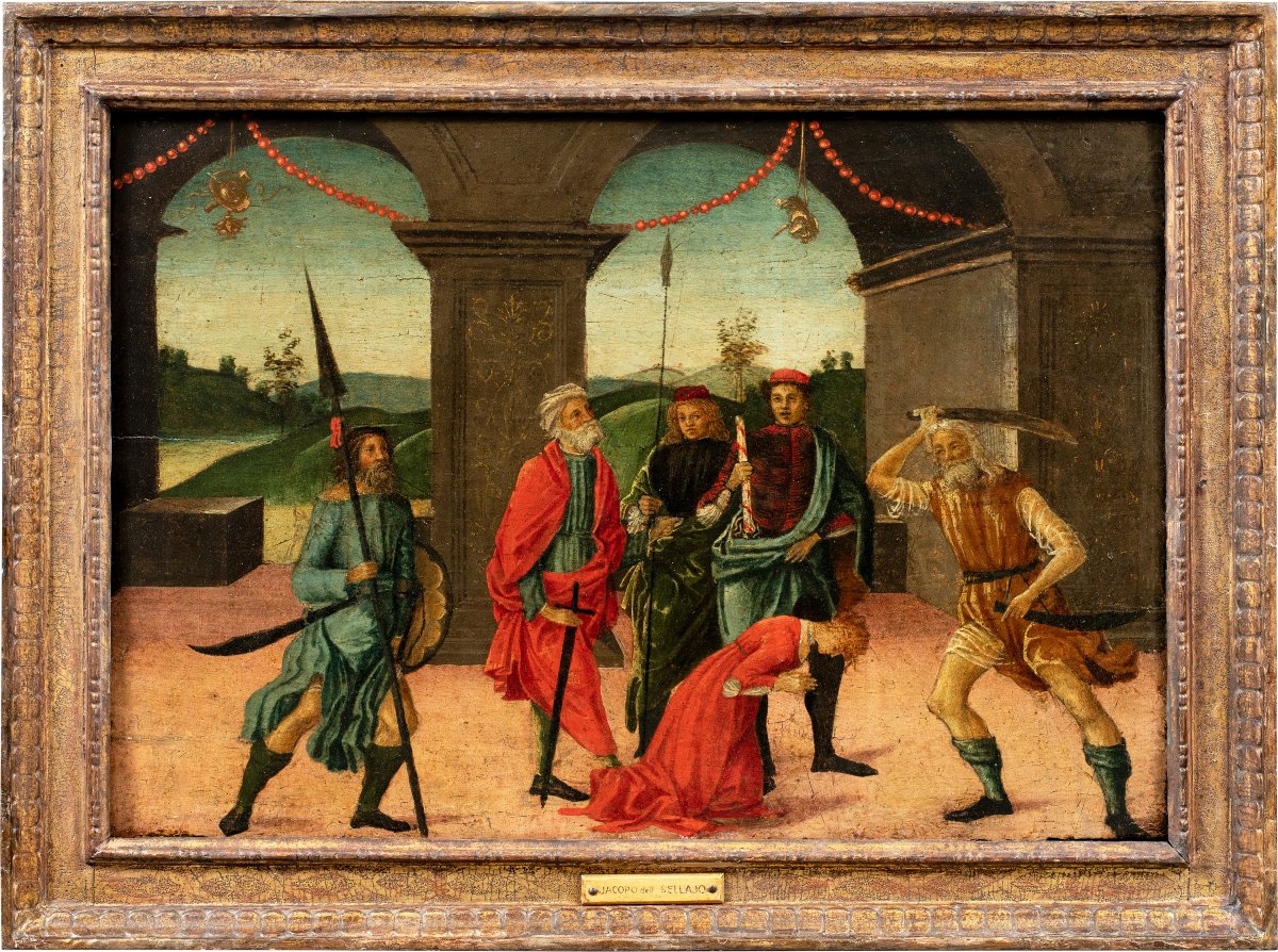 Vincenzo di Antonio Frediani (Lucques 1481-1504) - Prédelle avec la Décollation d'un saint.