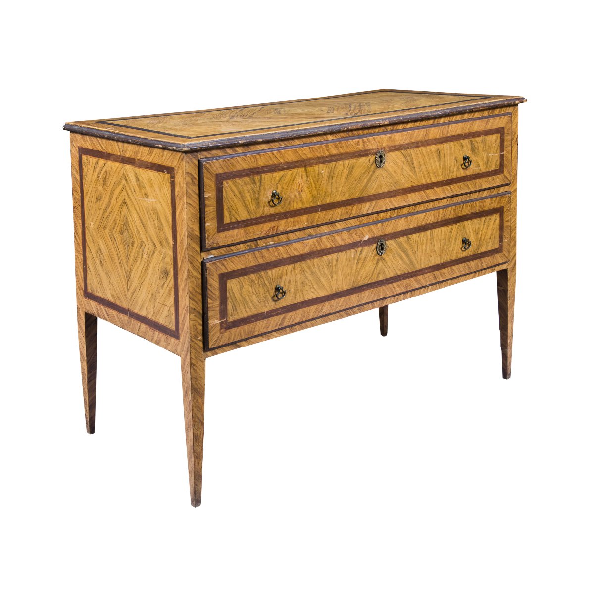 Commode en bois laqué et peint imitant le loupe. Toscane, fin du XVIIIe siècle.-photo-2
