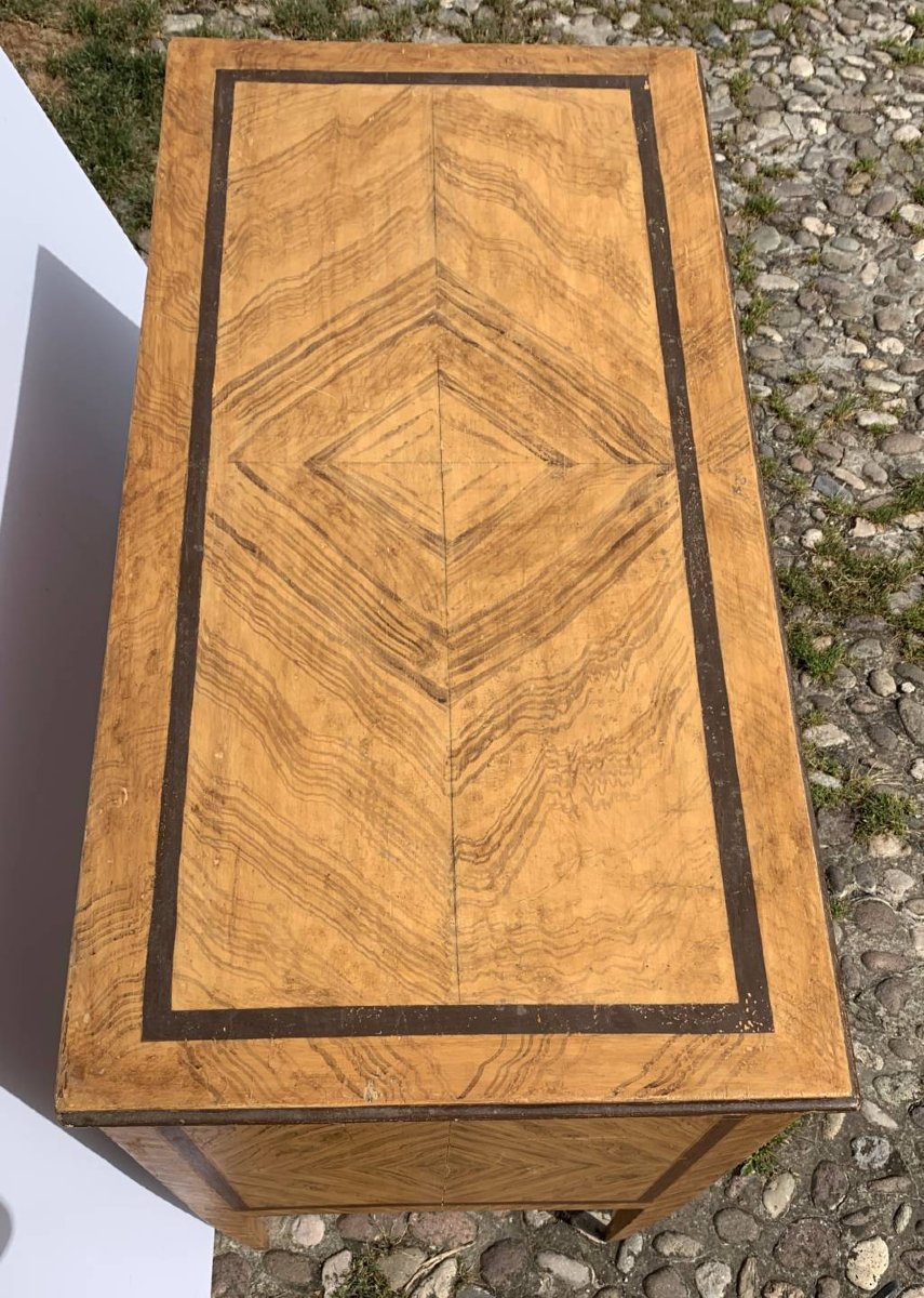 Commode en bois laqué et peint imitant le loupe. Toscane, fin du XVIIIe siècle.-photo-3
