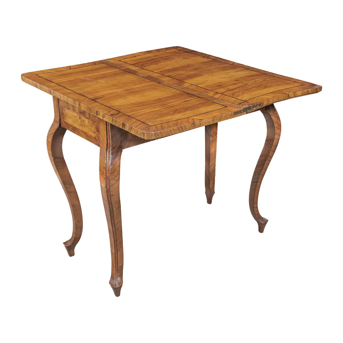 Table de jeu en placage de bois d'olivier. Toscane, XVIIIe siècle.