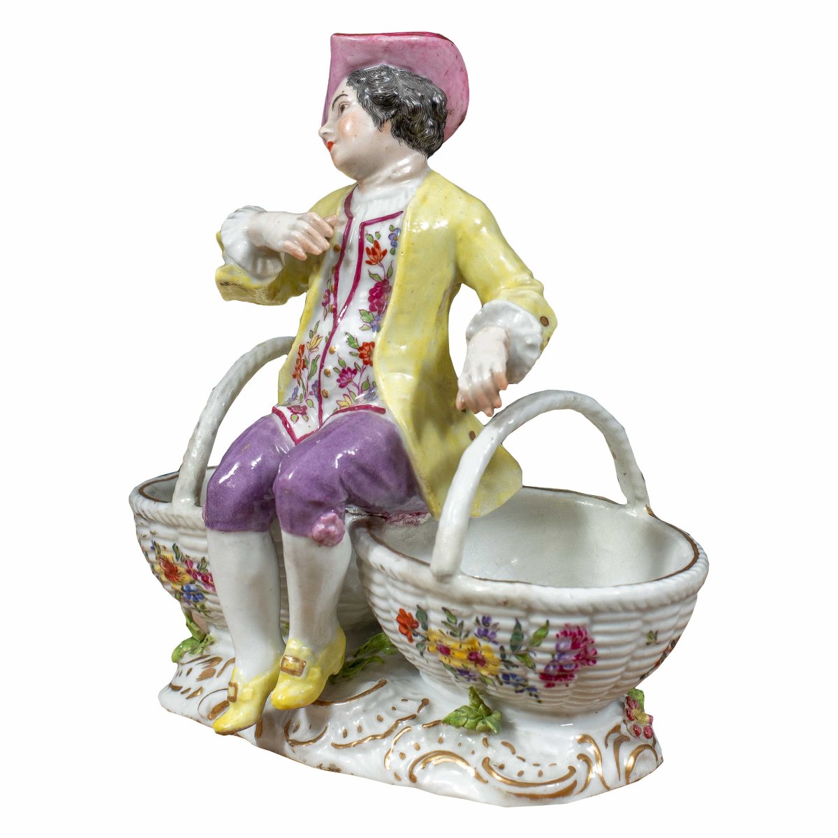Samson Manufactory, Paris (late 19th Century) - Porcelain Salt Shaker Featuring A Young Gentleman.-photo-3