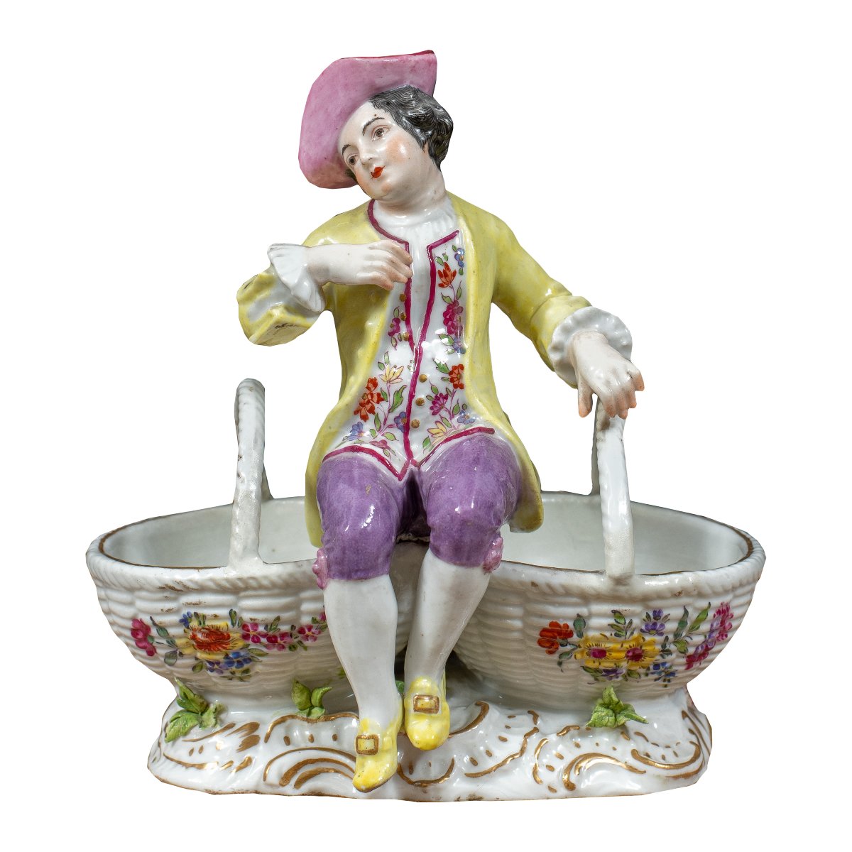 Samson Manufactory, Paris (late 19th Century) - Porcelain Salt Shaker Featuring A Young Gentleman.