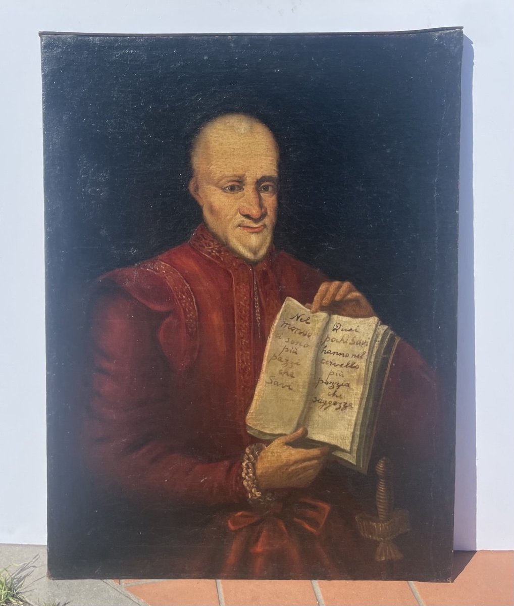 Peintre italien (seconde moitié du XVIIIe siècle) - Portrait d'un vieillard avec un aphorisme.-photo-4