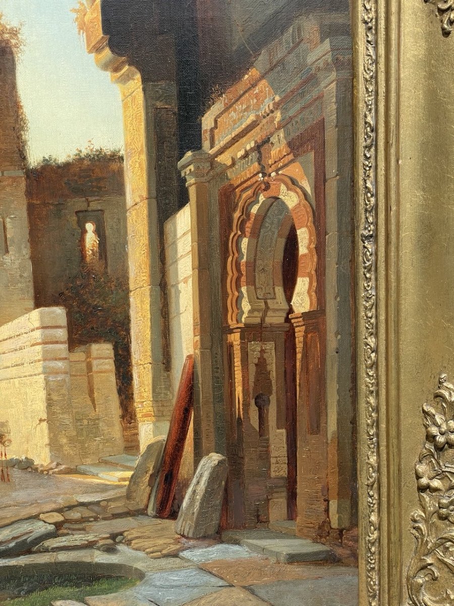 Orientalist Painter (19th Century) - View Of An Arab City With A Caravan.-photo-1