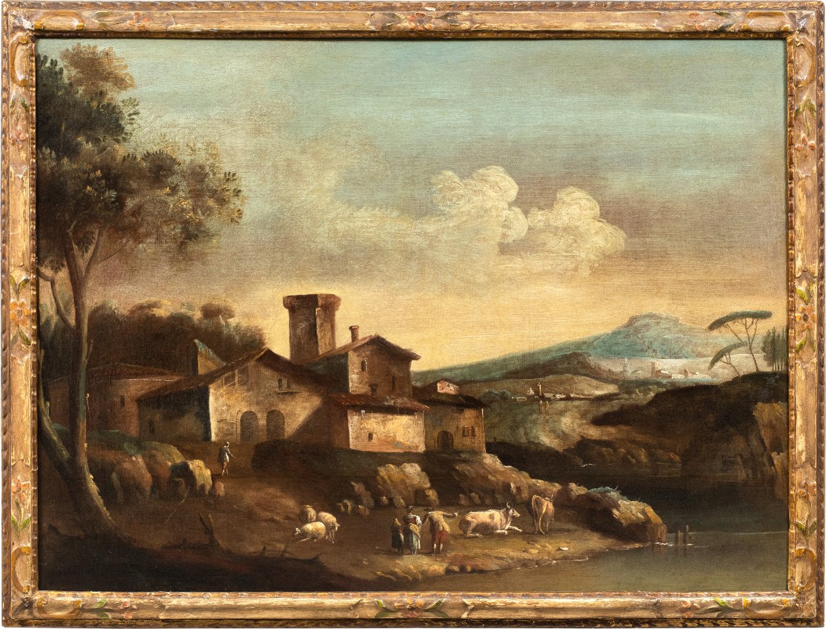 Francesco Tironi (venice 1745 - Venice 1797) - Veneto Landscape With Shepherds And Livestock.