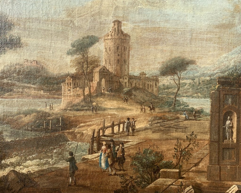 Francesco Battaglioli (Modène vers 1710 - Venise après 1796) - Capriccio architectural.-photo-2