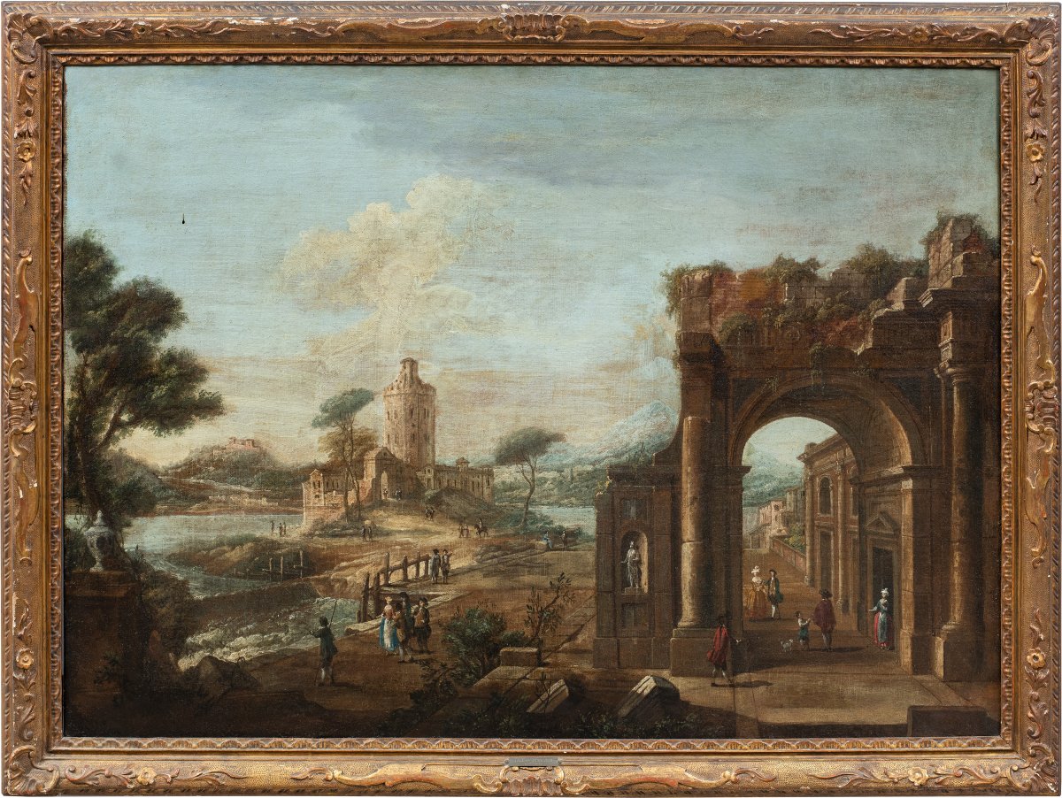 Francesco Battaglioli (Modène vers 1710 - Venise après 1796) - Capriccio architectural.