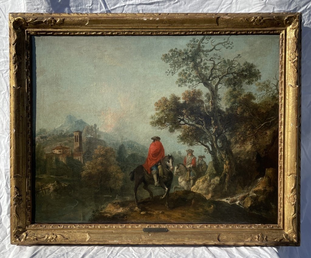 Francesco Zuccarelli (Pitigliano 1702 - Florence 1788) - Paysage fluvial avec cavaliers.-photo-4