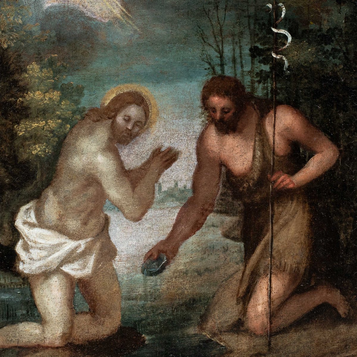 Atelier de Jacopo Palma le Jeune (Venise 1548 - Venise 1628) - Baptême du Christ.-photo-2