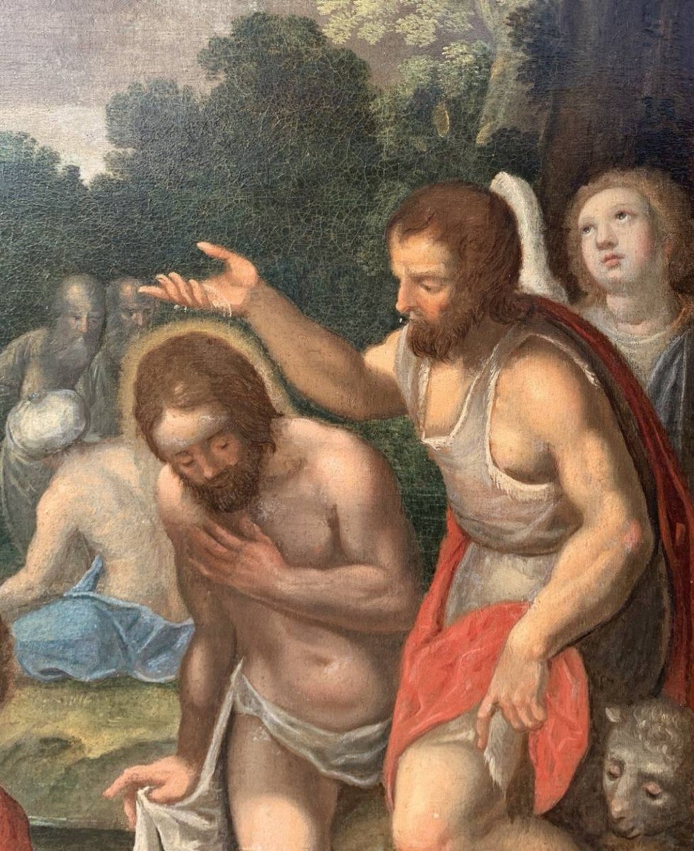 Flemish Painter Active In Italy (17th Century) - Baptism Of Christ.-photo-2