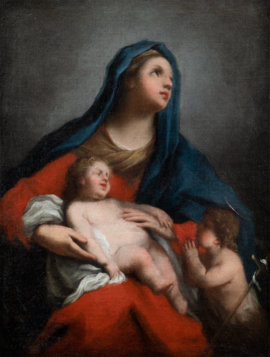 Jacopo Amigoni (venice 1682 - Madrid 1752) - Madonna With Child And Young Saint John.-photo-2