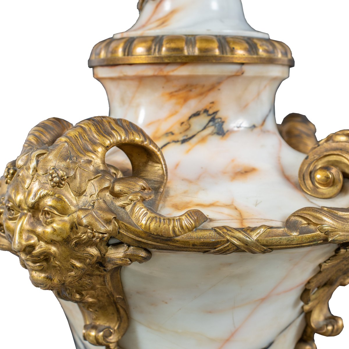 Paire de vases en marbre et bronze doré. Fonderie Susse Frères, Paris, XIXe siècle.-photo-4