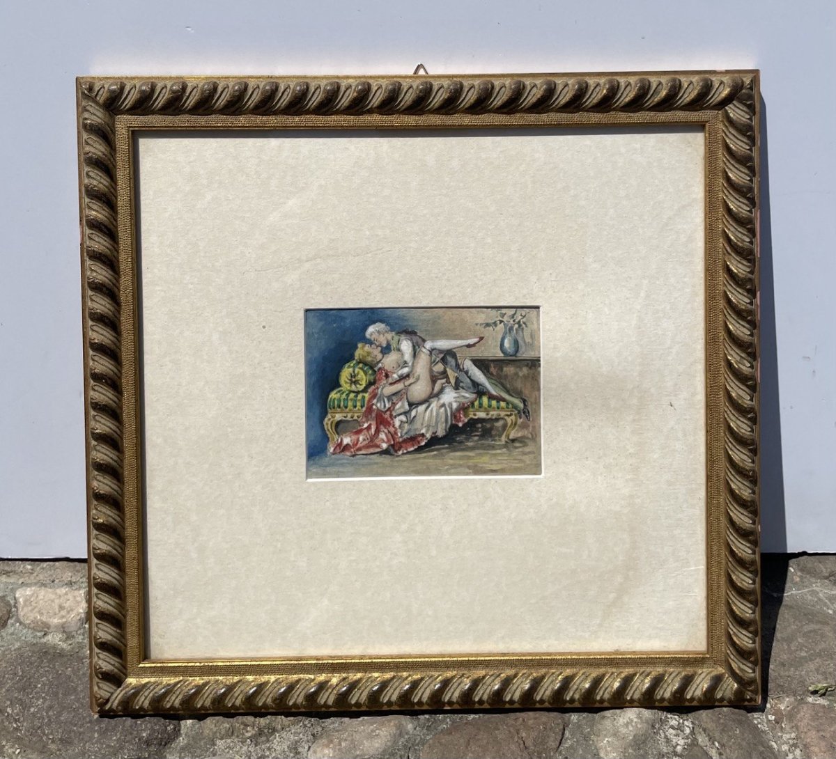 Peintre français (XIXe-XXe siècle) - Scène érotique.-photo-4