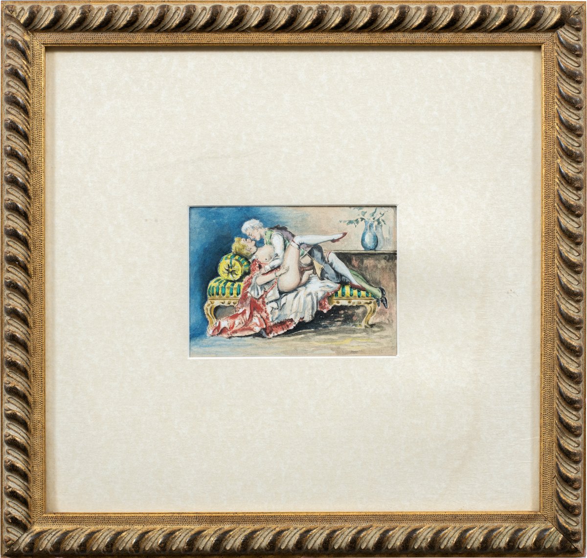 Peintre français (XIXe-XXe siècle) - Scène érotique.-photo-2