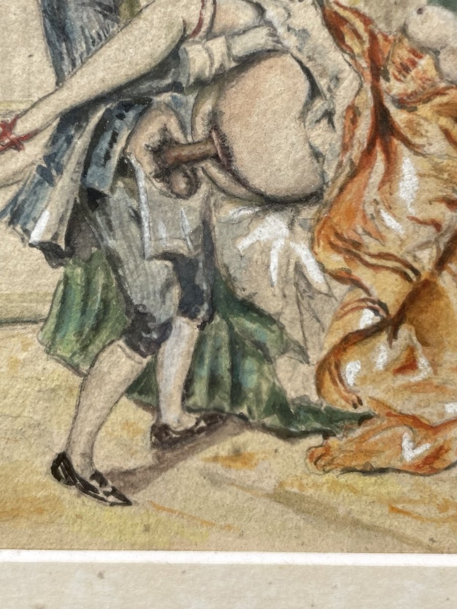 Peintre français (XIXe-XXe siècle) - Scène érotique.-photo-2