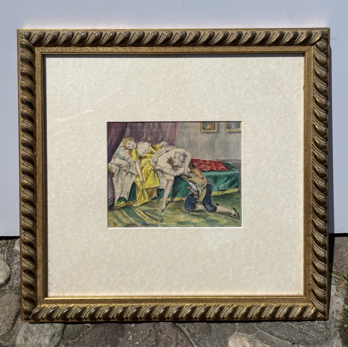 Peintre français (XIXe-XXe siècle) - Scène érotique.-photo-4