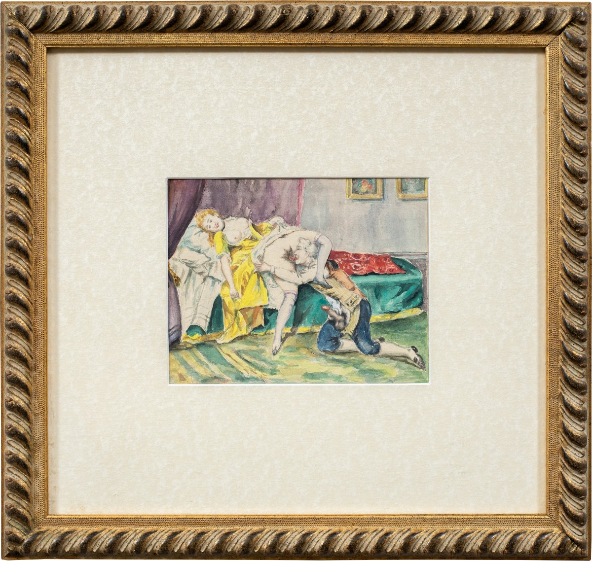 Peintre français (XIXe-XXe siècle) - Scène érotique.-photo-2