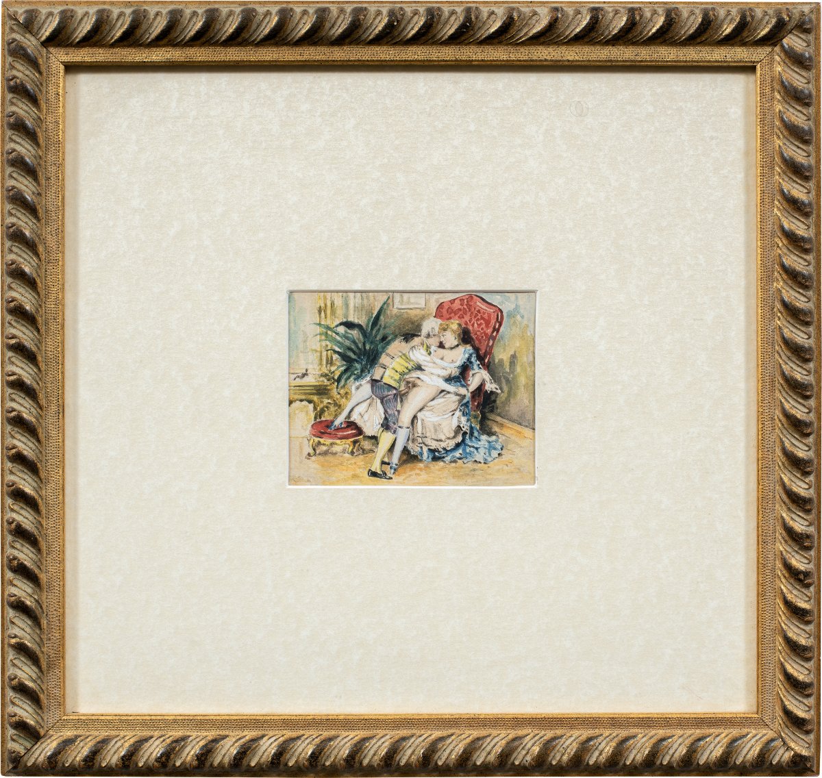 Peintre français (XIXe-XXe siècle) - Scène érotique.-photo-3