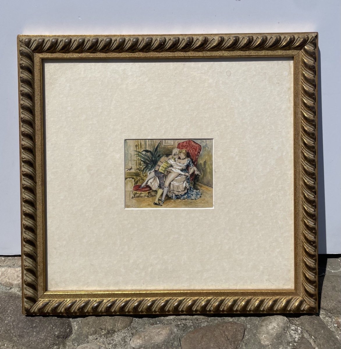 Peintre français (XIXe-XXe siècle) - Scène érotique.-photo-4