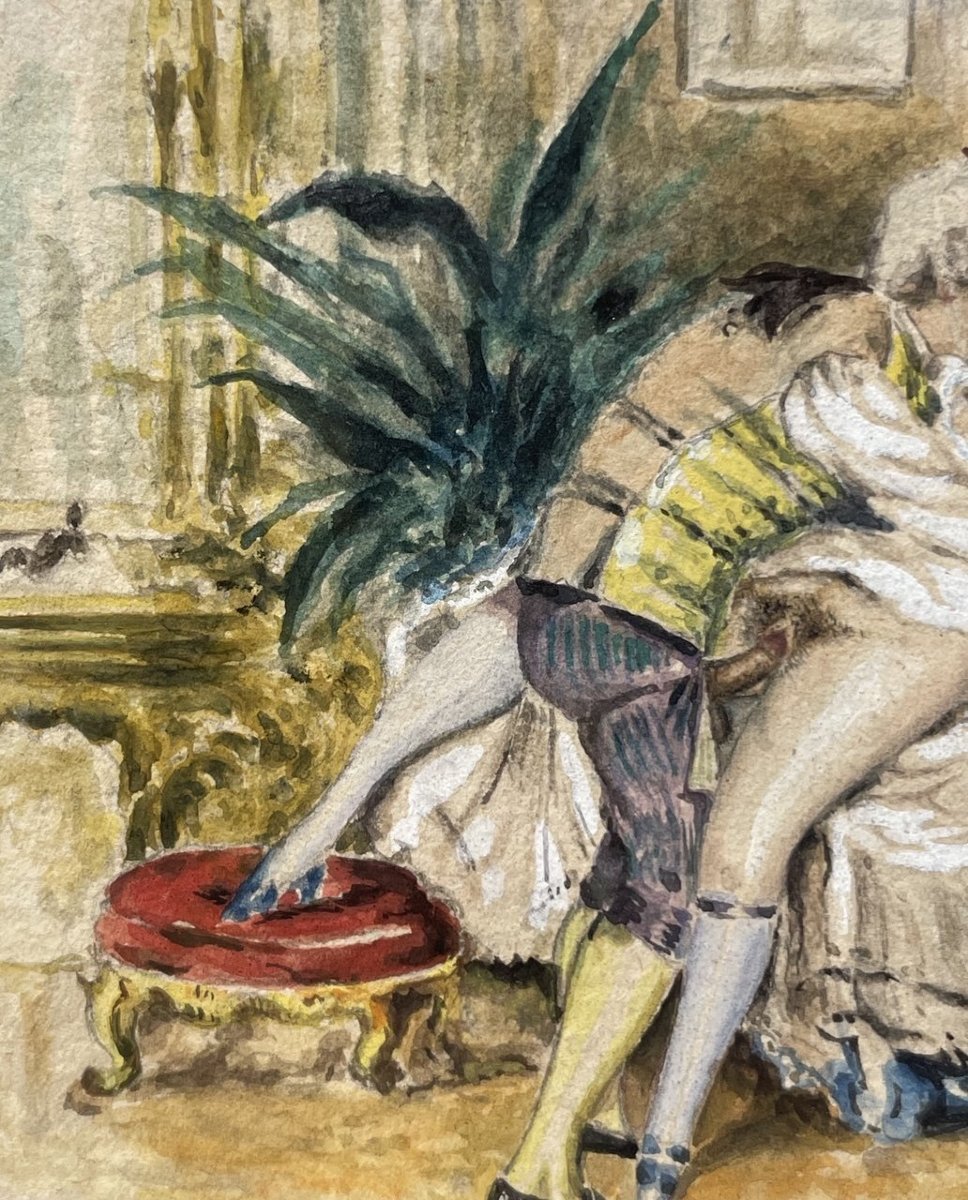 Peintre français (XIXe-XXe siècle) - Scène érotique.-photo-1