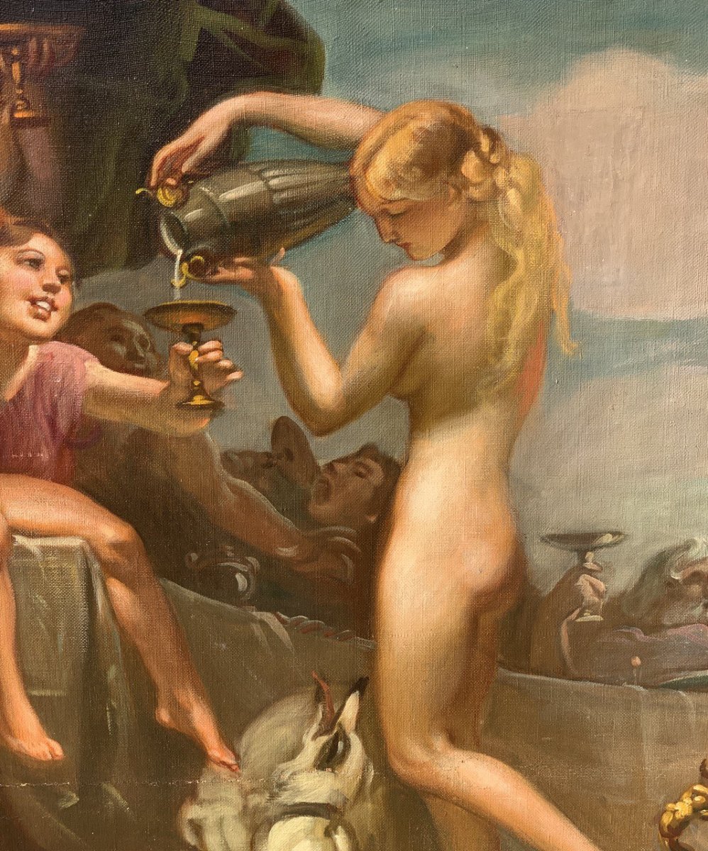 Mattia Traverso (genoa 1885 - Genoa 1956) - Large Banquet Scene With Putti And Nymphs.-photo-3